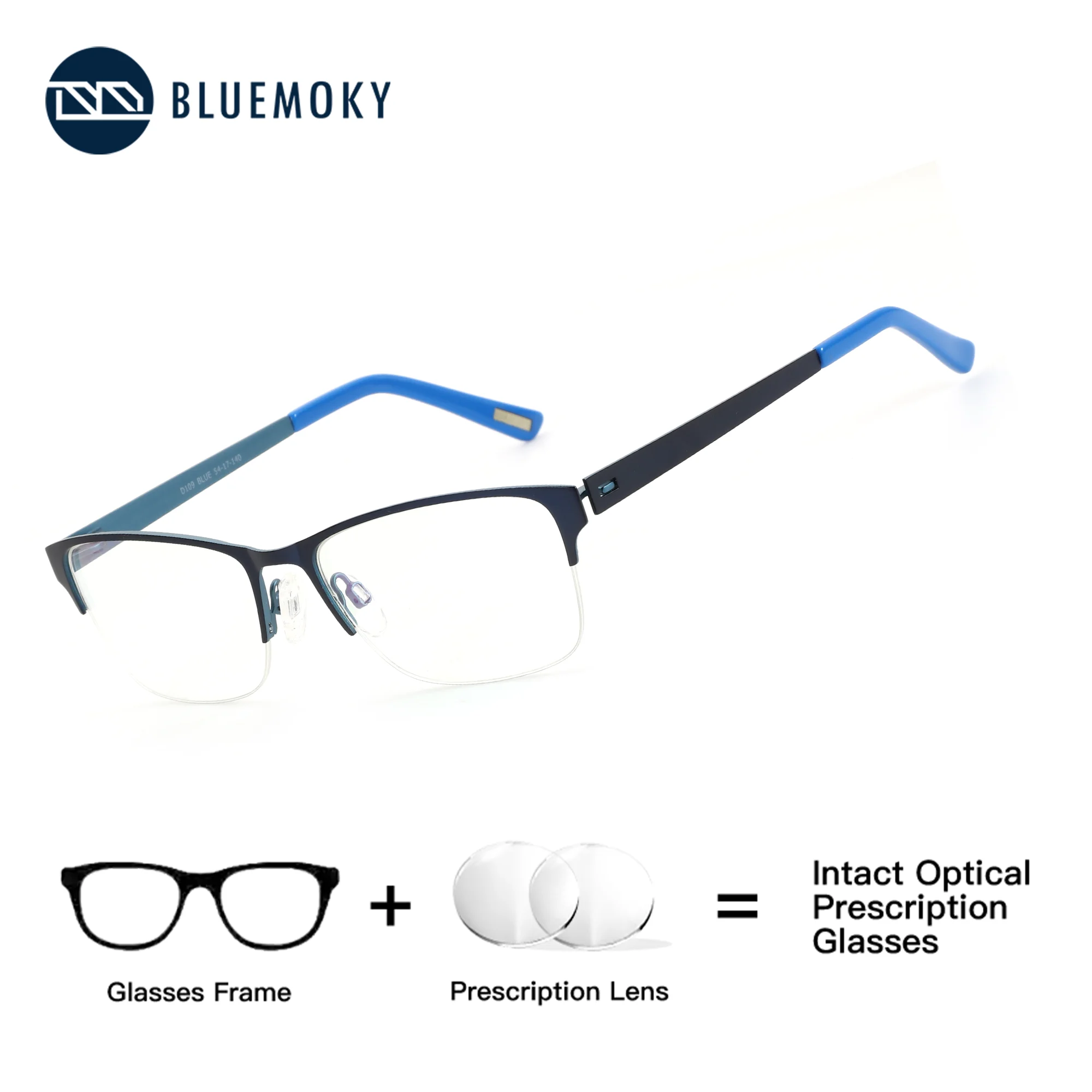 

BLUEMOKY Metal Rectangular Half Frame Custom Prescription Glasses Man Progressive Multifocal Lenses Photochromic Anti Blue Light