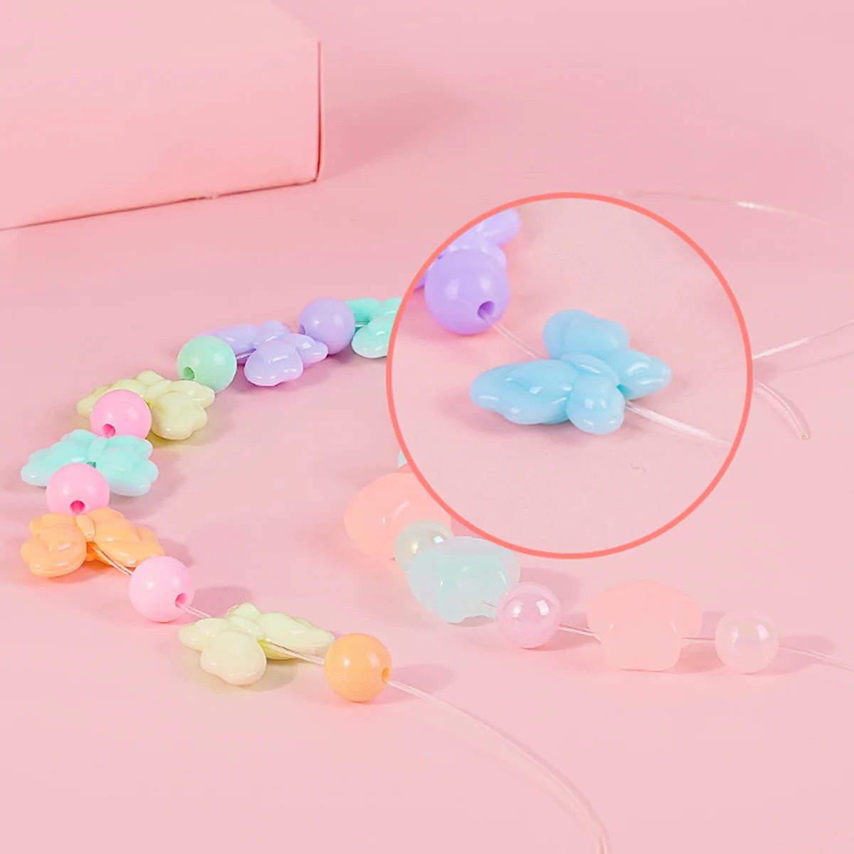 1Set DIY String Beads Kit Kleurrijke Acryl Losse Kralen voor Kinderen Educatief Creativiteit Hands-on Armband Ketting Maken