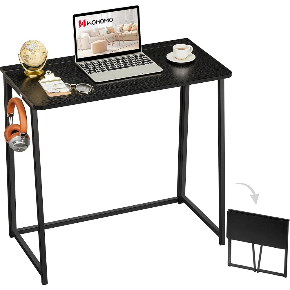 

Folding Computer Desk, Small Writing Foldable Desk 31.5", Space-Saving Laptop Table, Easy Assemble Workstation for Home Office,