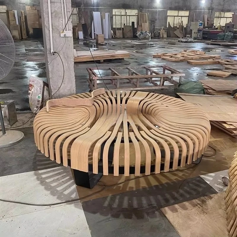 Modern Round Commercial Plywood Seat with Stainless Steel Legs for Outdoor & Indoor Use Customizable Color