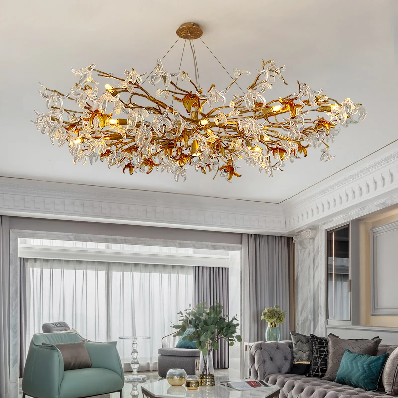 

All Copper Modern Crystal Living Room Ceiling Chandelier Luxury Luxury Luxury Villa Bedroom Restaurant Home Decoration Lighting