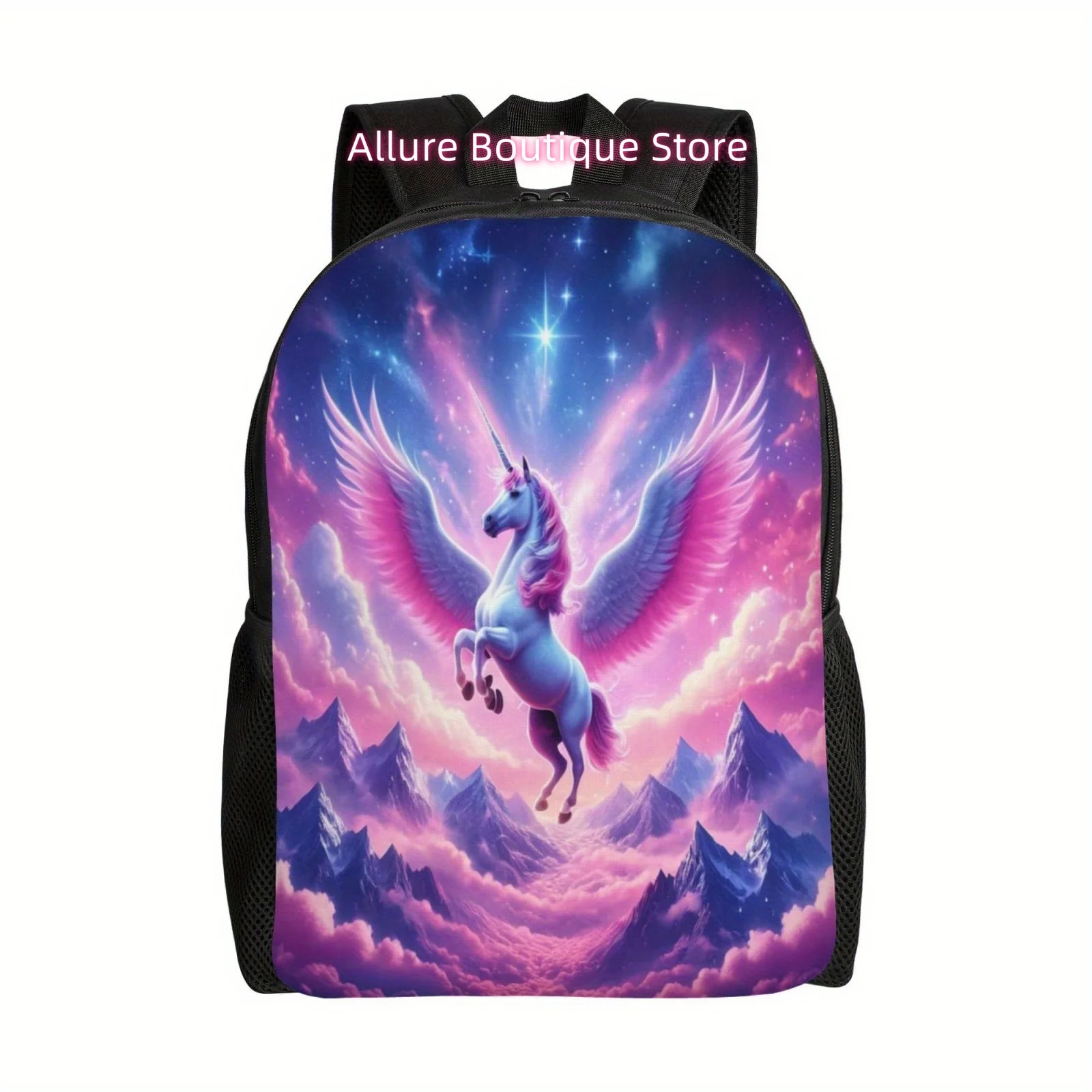 Flying Unicorn Print Backpack, Book Bag For Men And Women, Lightweight Adjustable Backpack, Large Capacity Laptop Bag For School