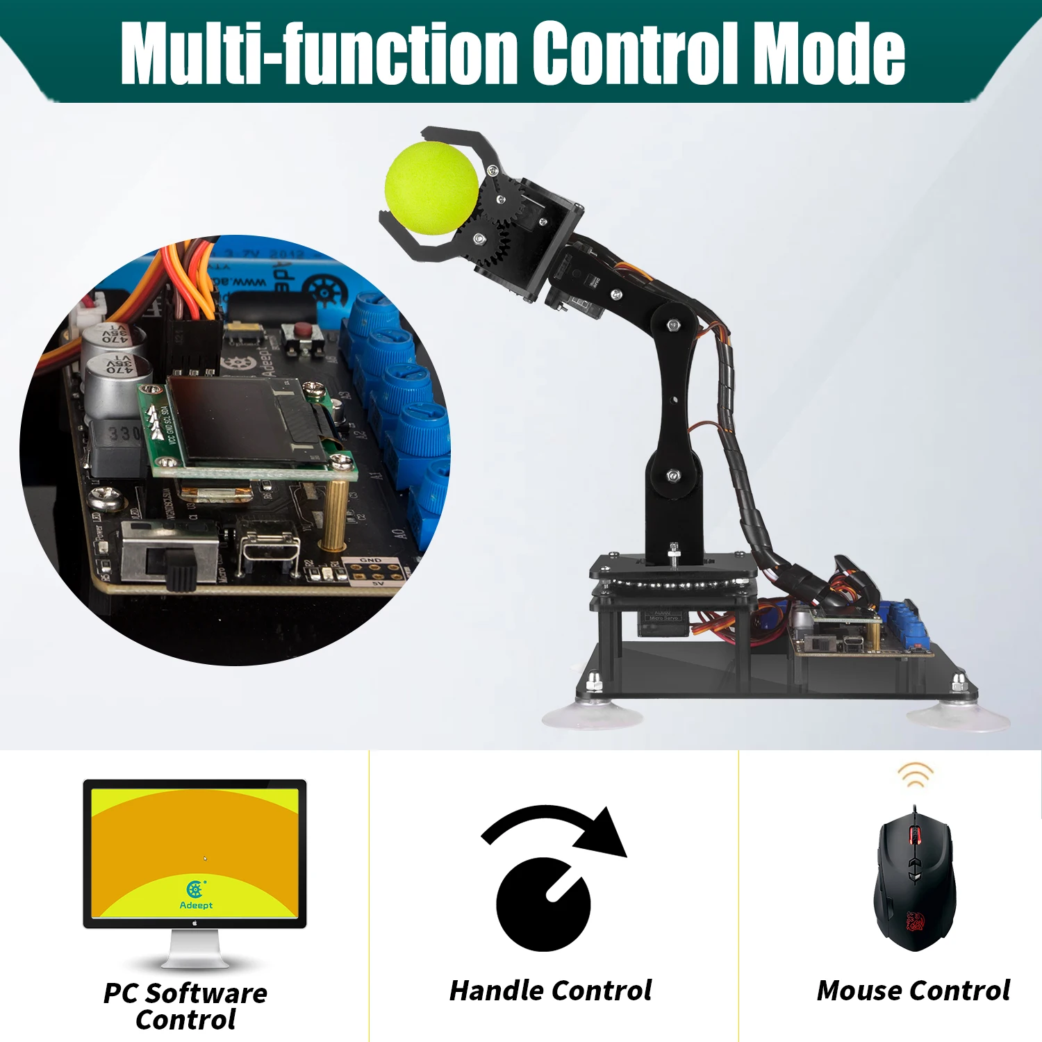 Adeept 5-DOF Robotic Arm Kit Compatible with Arduino IDE, Programmable DIY Coding STEM Education