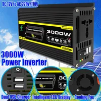 %a Car Power Inverter 12V To AC 110/220V Power Converter Dual USB Car Voltage Transformer 3000W Pure Sine Wave Car Solar Invert