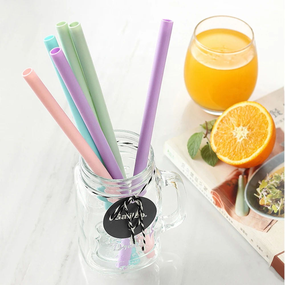 Silicone Drinking Straws Reusable Flexible Straw Silicone Fold Adult Child Straw Home Kitchen Bar Party Straws