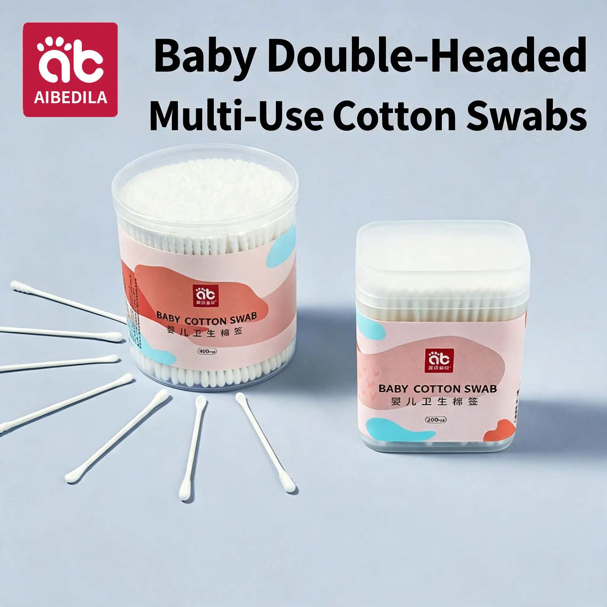 200pcs Baby Cotton Swabs Double-Ended Sterile Cotton Swabs Spiral Head Ear and Nose Multifunctional Cleaning Stick