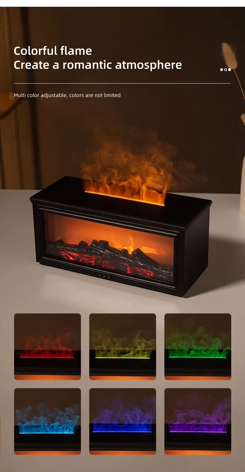 7 Colors of Essential Oil Fireplace Diffuser Mini Flame Aromatherapy Fireplace Humidifier Aromatherapy Oil Diffuser
