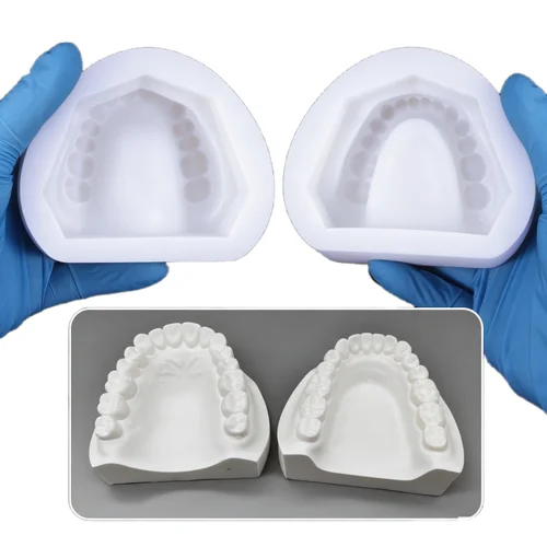 Imagen 2 del producto Juego de 2 Moldes Dentales de Silicona para Modelos de Yeso, Bloque Completo de Cavidades Dentales Estándar, Reutilizable, Herramienta de Estudio y Enseñanza de Odontología