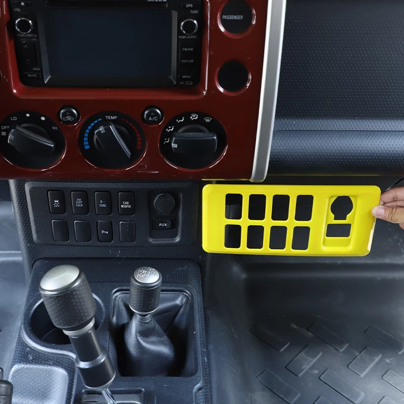 

For Toyota FJ Cruiser 2007-2021 LHD Central Control Driving Assistance Patch Decorative Panel ABS Material yellow Accessories