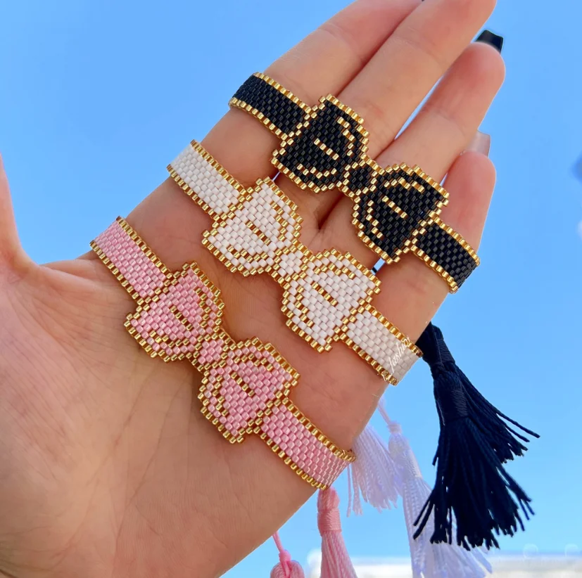 handmade Trendy jewelry miyuki beads bracelet bow charm bracelets for women girl