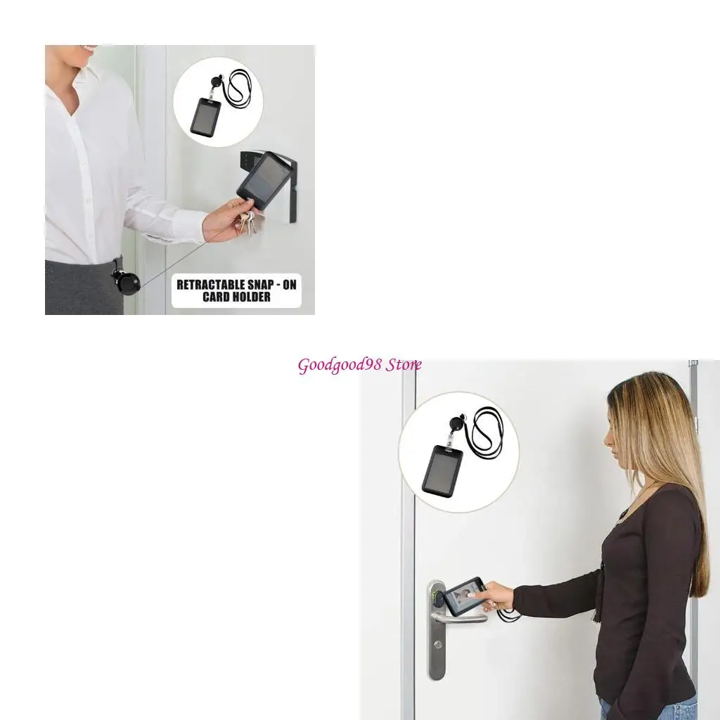 

Retractable Card Holder with Removable Neck Lanyard Retractable ABS Badge Holder