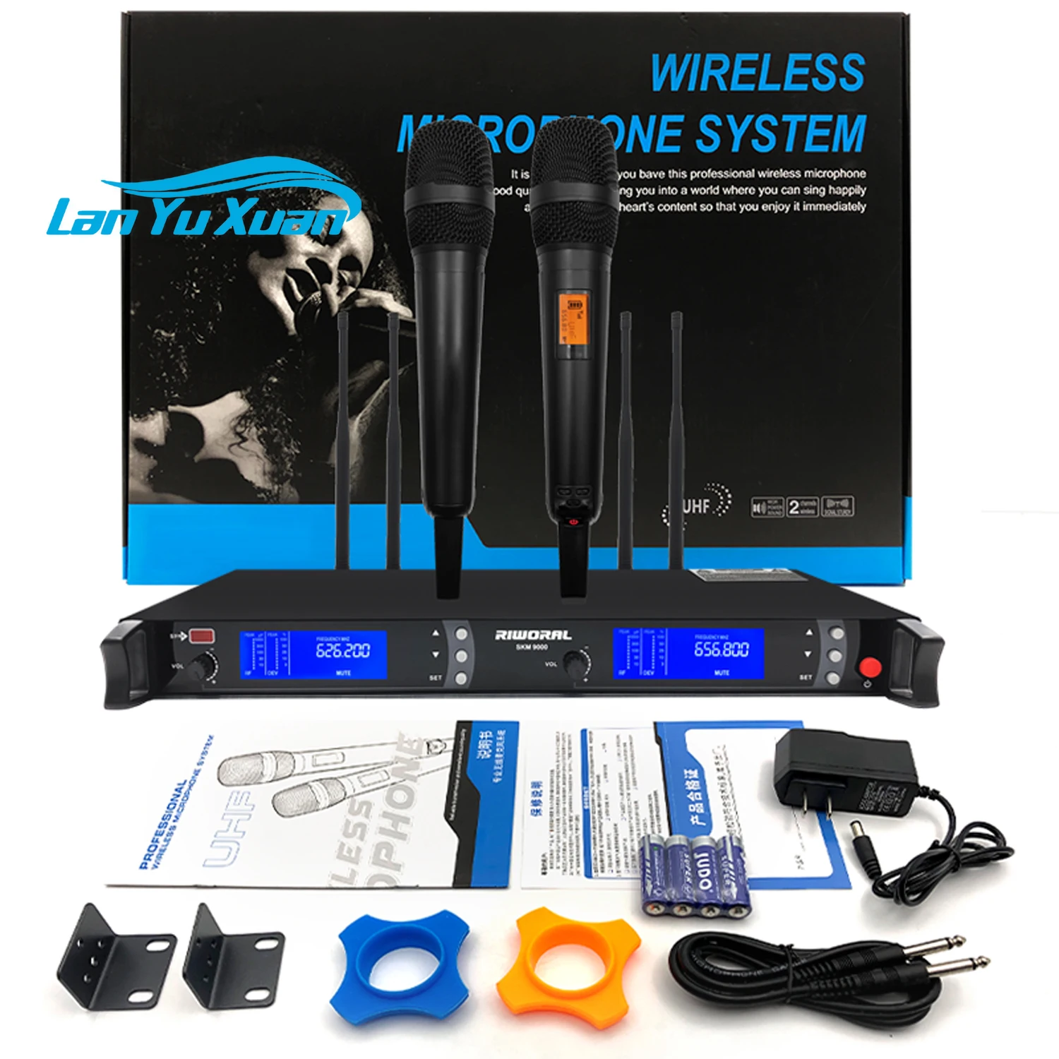 

SKM9000 2 Channels UHF Professional Wireless Handheld Conference Microphone System for Singing Karaoke Lectures