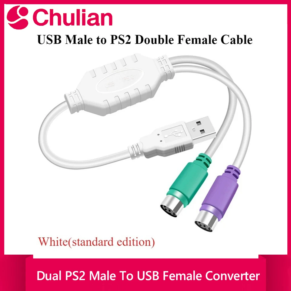 Dual PS2 Male To USB Female Converter Cable Adapter USB To Two PS/2 Use Interface For Mouse Keyboard Computer Cable & Connector