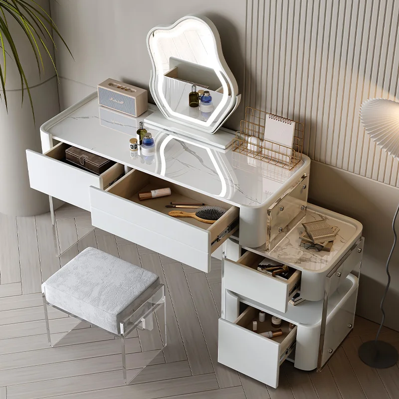 The product can be customized.Acrylic dressing table modern minimalist bedroom storage combination one light luxury dressing