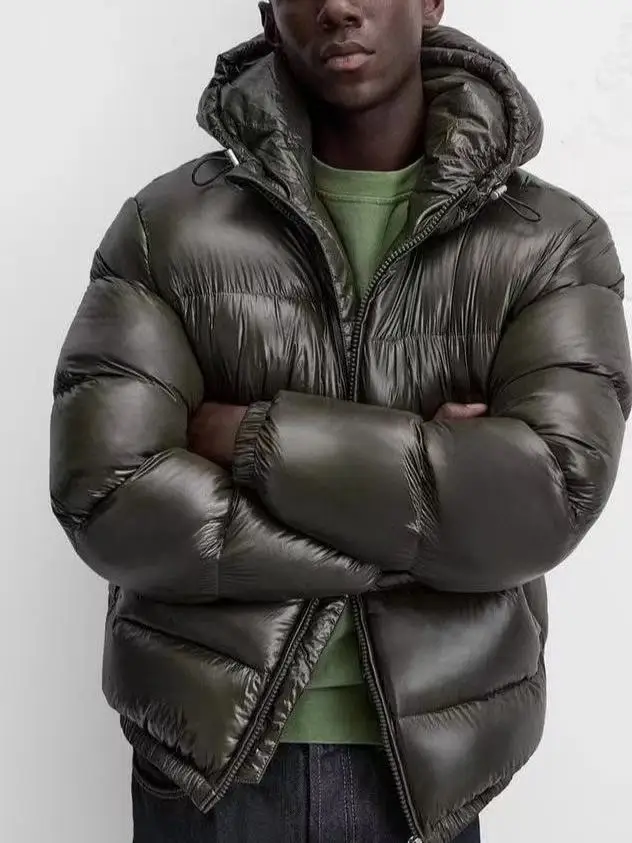 

Men's Long Sve Cotton Jaet Pure Color Thiened Commute Sle Zipper Closure Hooded Coat Regular Fit Straight Tube pe