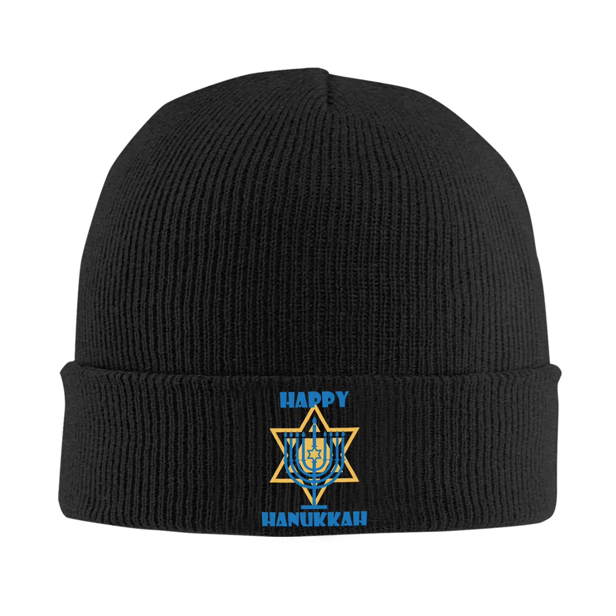 Happy Hanukkah Star of David Knitted Hat Beanies Autumn Winter Hat Warm Unisex  New  Caps Men Women Gifts,