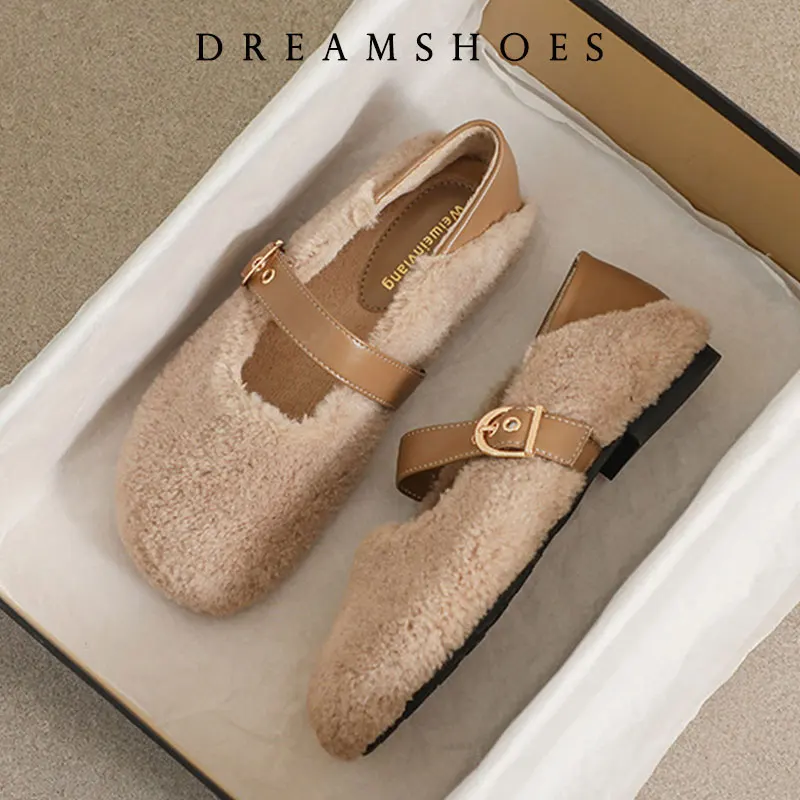 الخريف أحذية رياضية نسائية غير رسمية الضحلة موضة المرأة المتسكعون الفراء الشقق شتاء خريف جديد مريح فستان أحذية