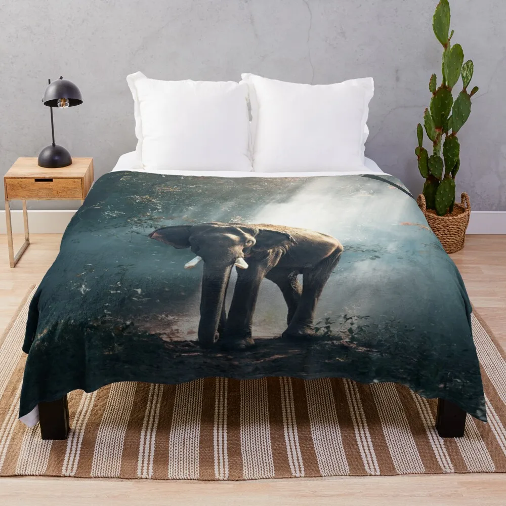 

Elephant In The Forest Throw Blanket Bed covers Decorative Beds Decoratives Flannel Blankets