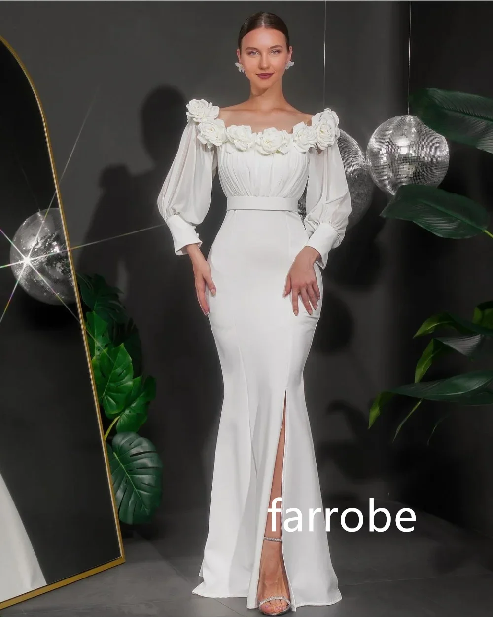 Robes de sirène à fleurs plissées en jersey personnalisées, robes mi-longues à épaules dénudées, style moderne exquis, pastol classique, robes de Rhsimples