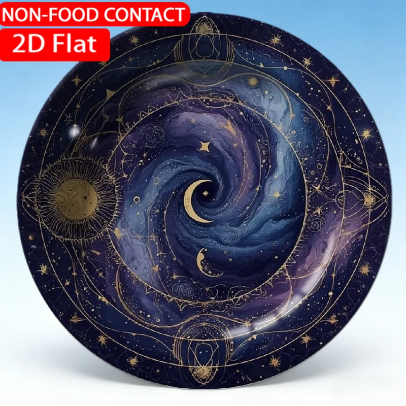1pc Elegant Ceramic Decorative Plate-Cosmic Spiral Galaxy Cosmic Blue Theme Design Non-Food Contact, Home Desk Ornaments,