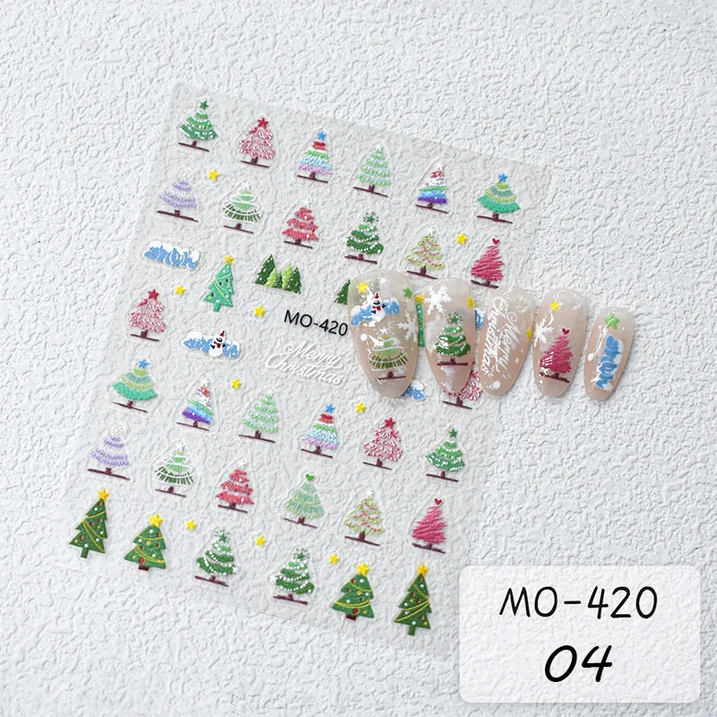 Autocollant pour ongles de Noël d'hiver, flocon de neige, arbre de Noël mignon, curseur 3D, cuir chevelu, cloche, décoration de conception de nouvel an, curseurs de transfert de manucure