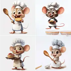 Chef Mouse Wall Stickers Kitchen Living Room Corner Stairs Removable Home Animal Decoration Self-adhesive Decals Sticker S444