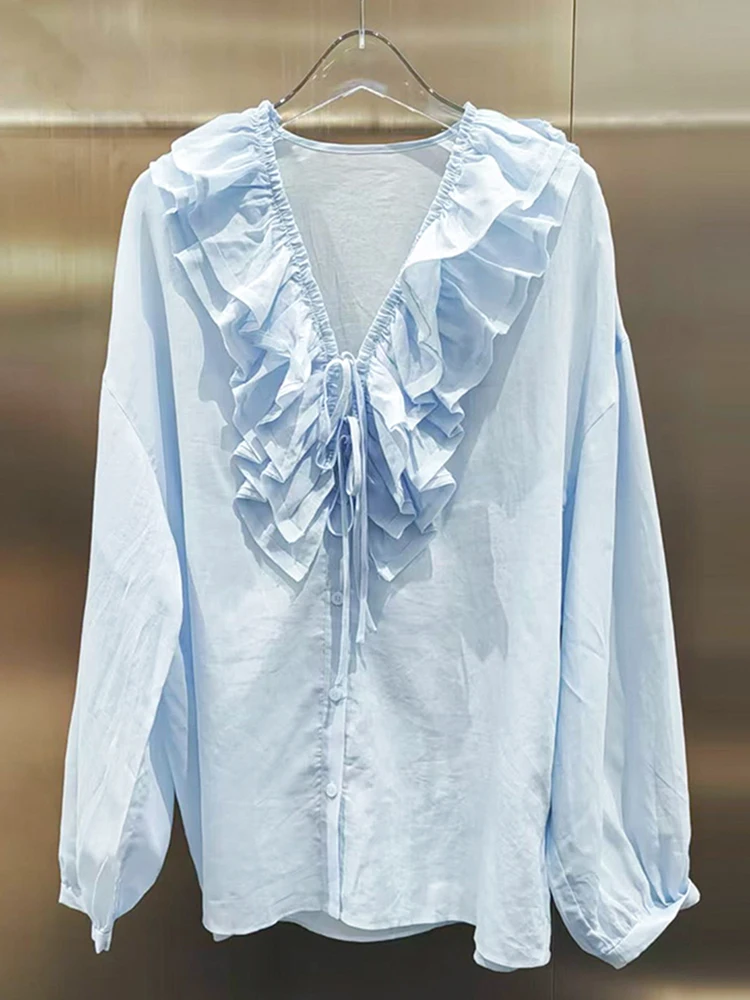 

Летний женский топ irt Fre Sle V-Ne свободного кроя с цветочной кружевной отделкой High-End от Nu