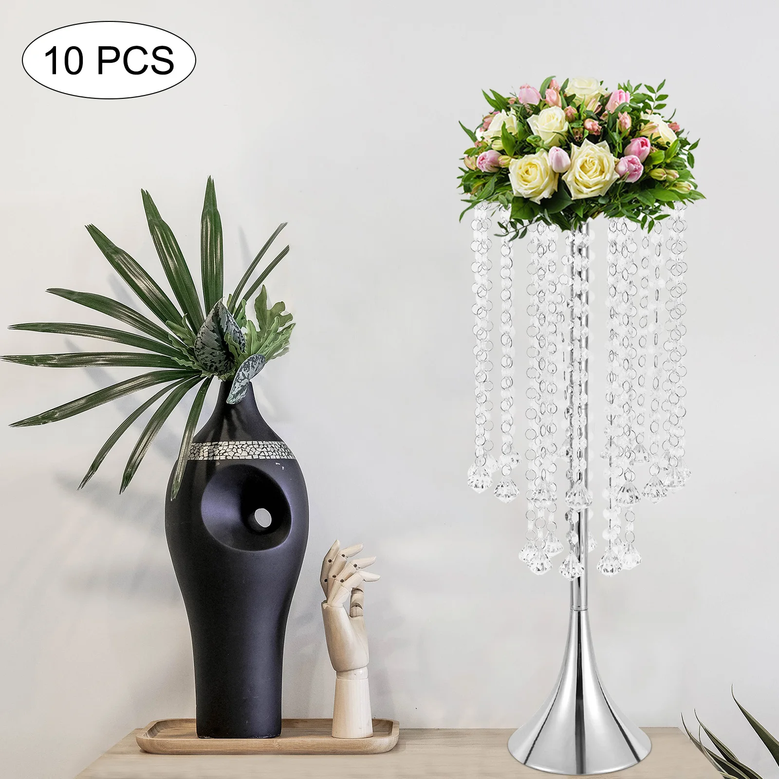 Imagem -04 - Luxuoso Alto Crystal Flower Stand Wedding Centerpieces no Chão Arranjo de Flores de Metal 219 546 Centímetros h 10 Pcs