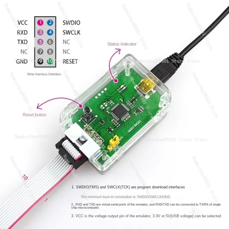 

NRF52832 Downloader Jlink Emulator NRF52840 Debugger, Virtual Serial SWD Two Wire