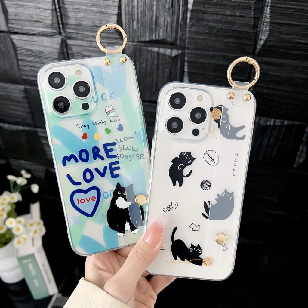Cat For Huawei Honor 20 X20 X20SE 30 30i V20 30 X40 8x 9x X8 9x X9A 10 X10 V40 Play3 4 Pro Case Wrist Strap Holder