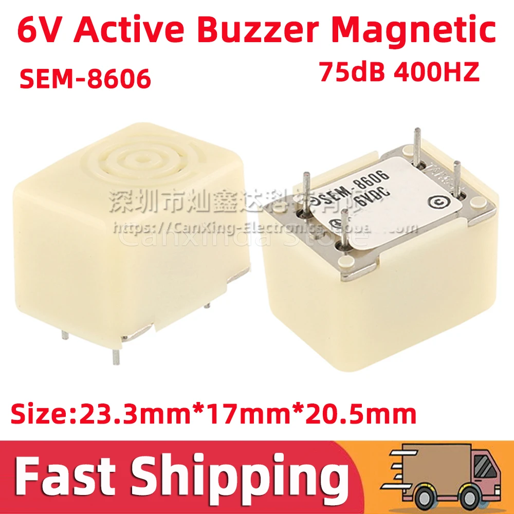 SEM-8606 DIP4 6VDC 6V Active Buzzer 75dB 400HZ Magnetic Alarm Ringer Speaker 17mmx23.3mmx20.5mm Active Piezo Buzzer