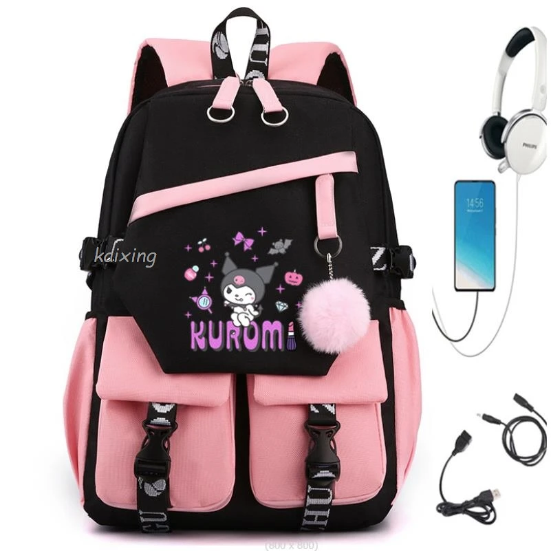 Hot Lovely Kuromi Melody Backpacks Waterproof Large Capacity Laptop Back To Schoolbag Girl Rucksack Travel Bag Mochila Gifts