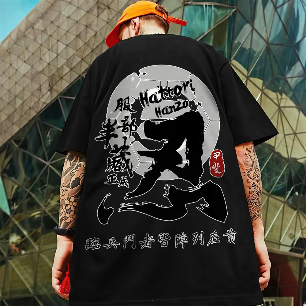 Summer Vintage Men\'s T Shirt 3d Japanese Samurai Sword Print Mens Clothing Street Harajuku Short Sleeve T Shirt Loose Oversized