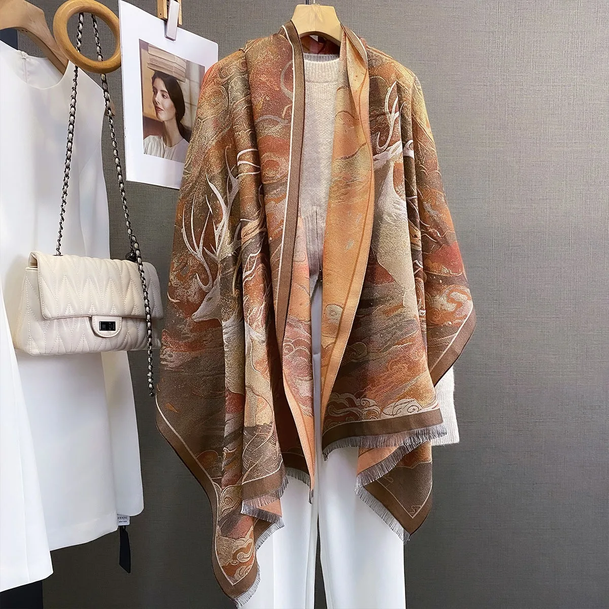 Новый кашемировый шарф с принтом для женщин, зимний роскошный толстый теплый шаль, шейный платок из пашмины, длинные шарфы Bufanda Echarpe 2025