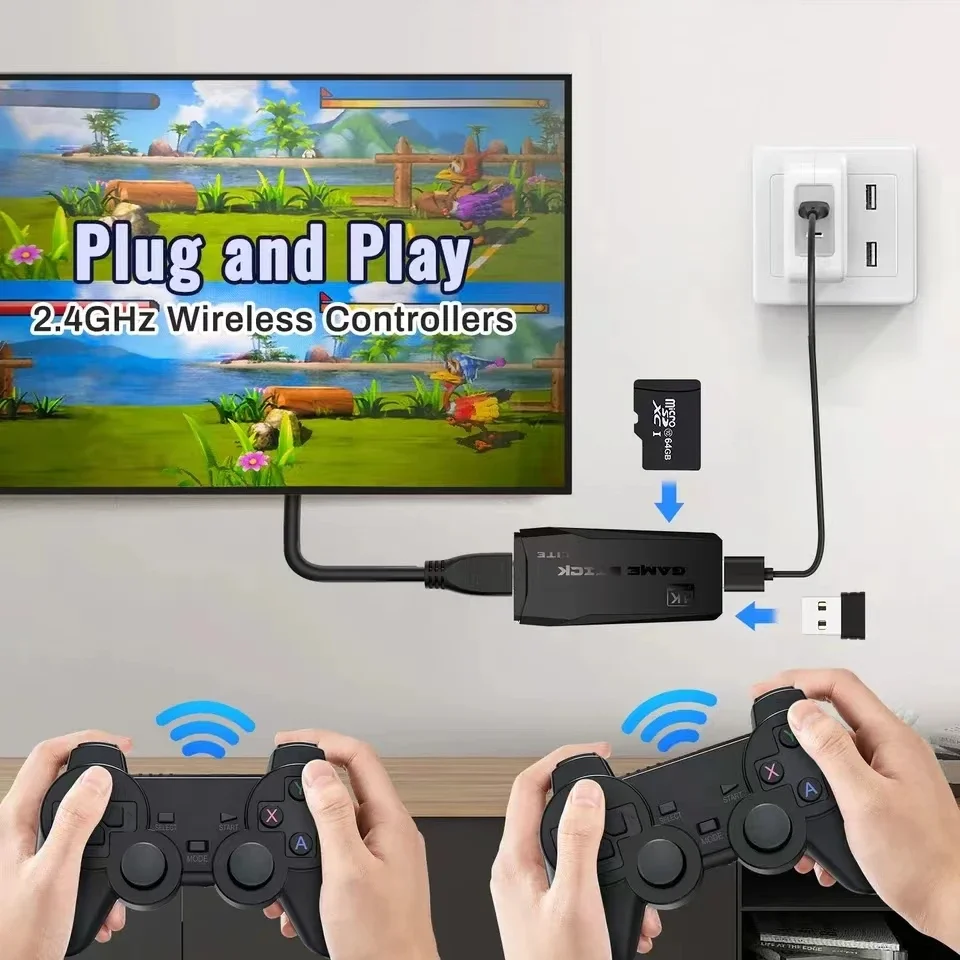 Consola de videojuegos con 20000 juegos integrados, mando inalámbrico, TV Stick, 4K, HD, Retro, Mini reproductor de juegos portátil