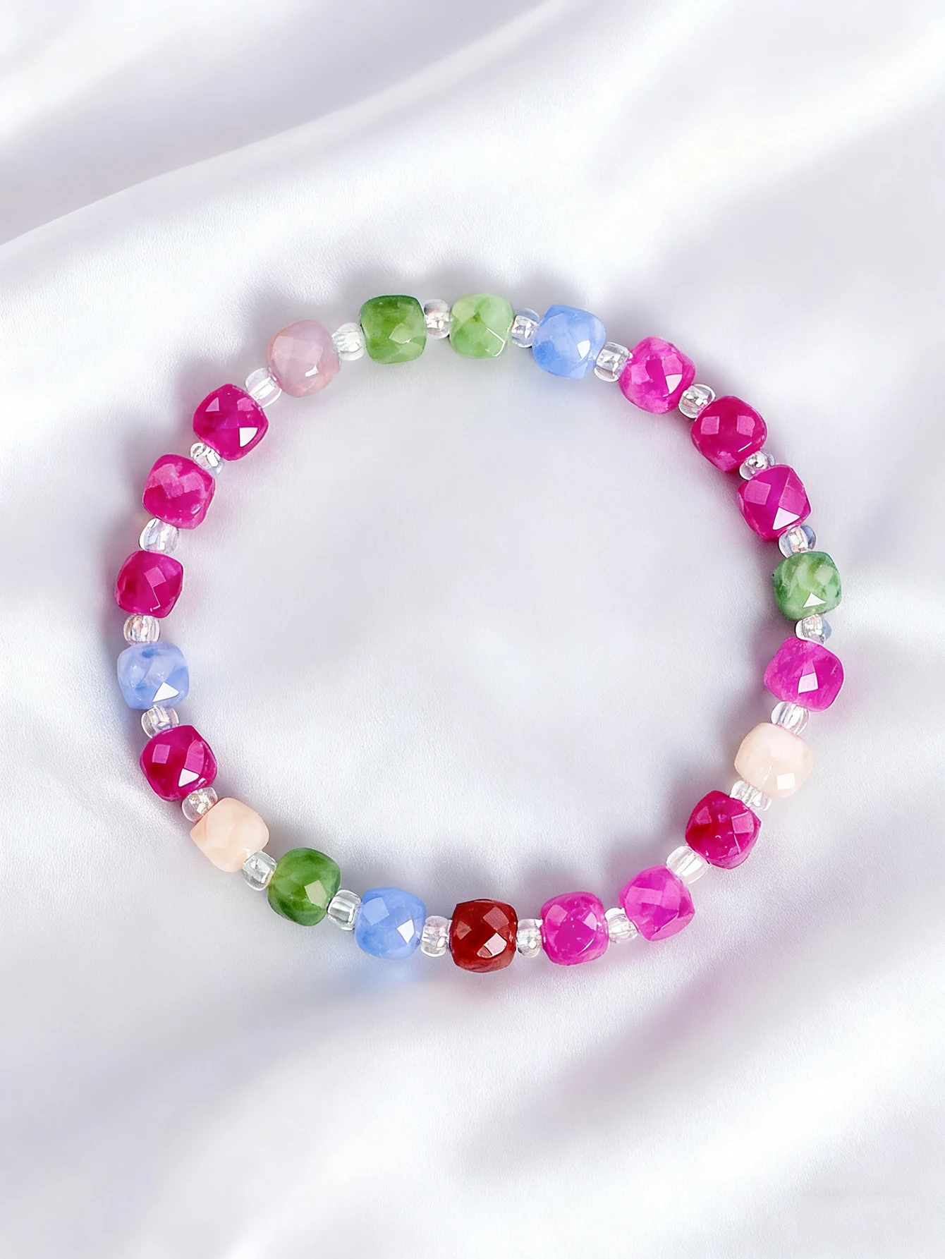 

Natural Stone Bracelet 6mm Faceted Quartz Bead Candy Colored Healing Crystal for Vigour Clarity & Protection Jewelry Women Gift