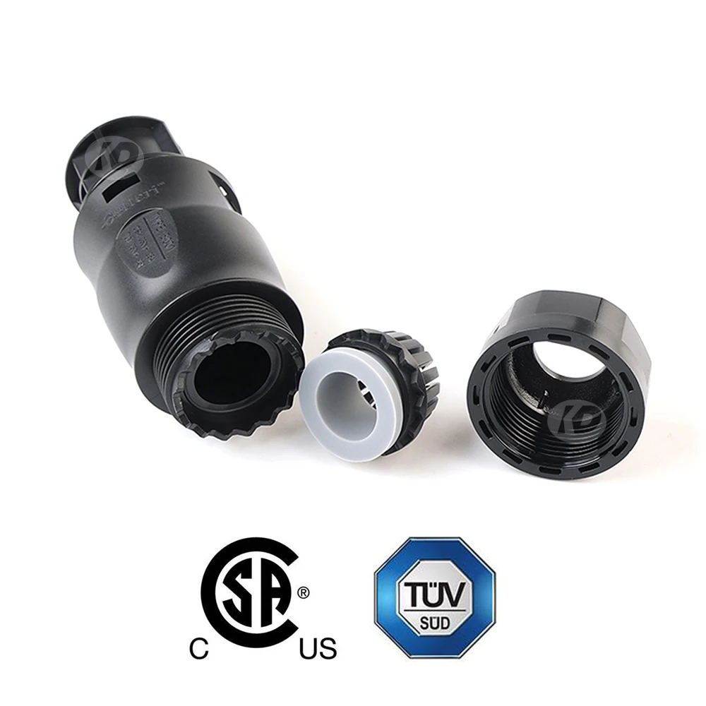 Female Betteri BC01 Connector and Cap, 3-Pole IP68 Waterproof Dustproof PP0 Material TUV 250V-, 25A, CSA 350V-,25A