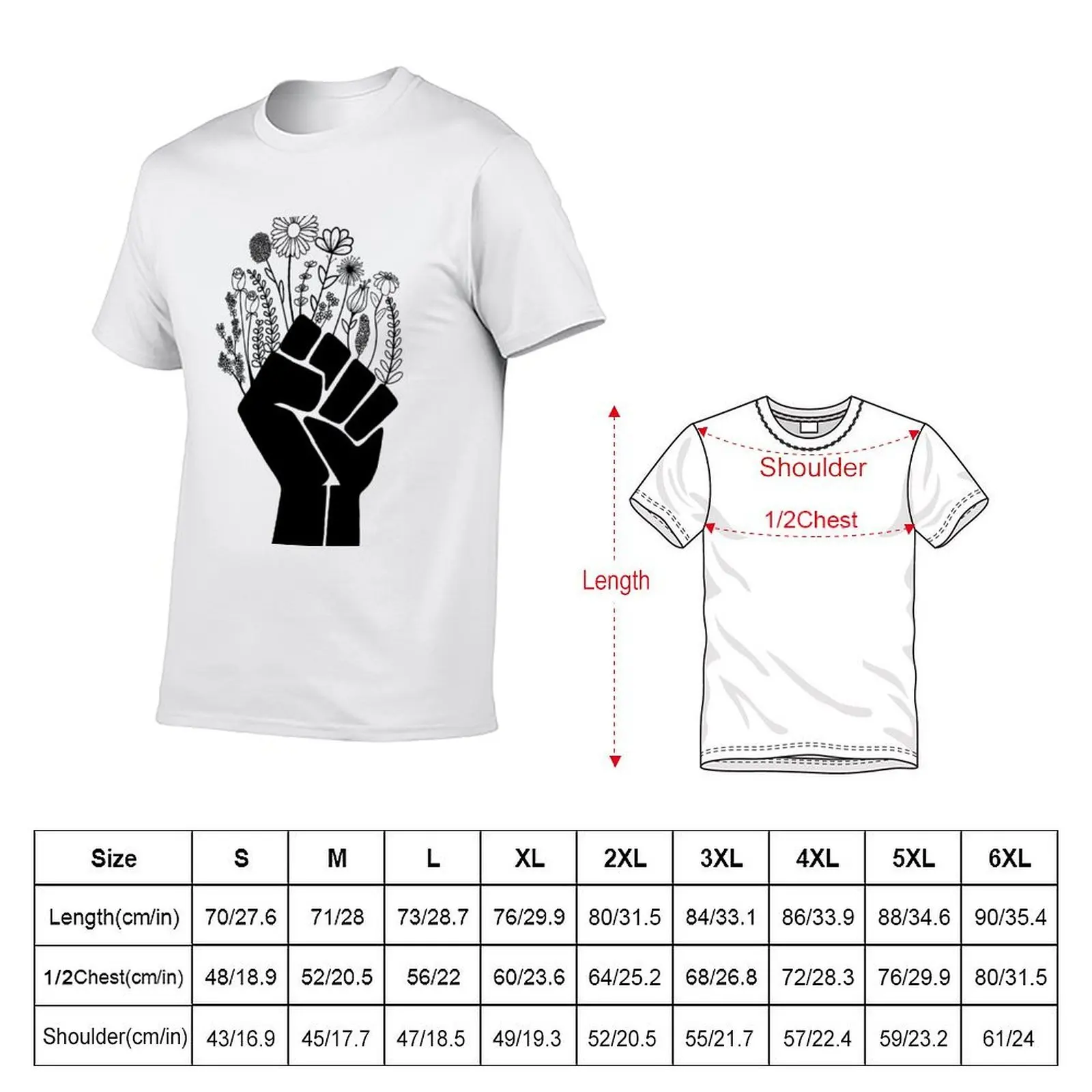 blm fist with flowers T-Shirt man t shirts graphic t shirts designer T-Shirt