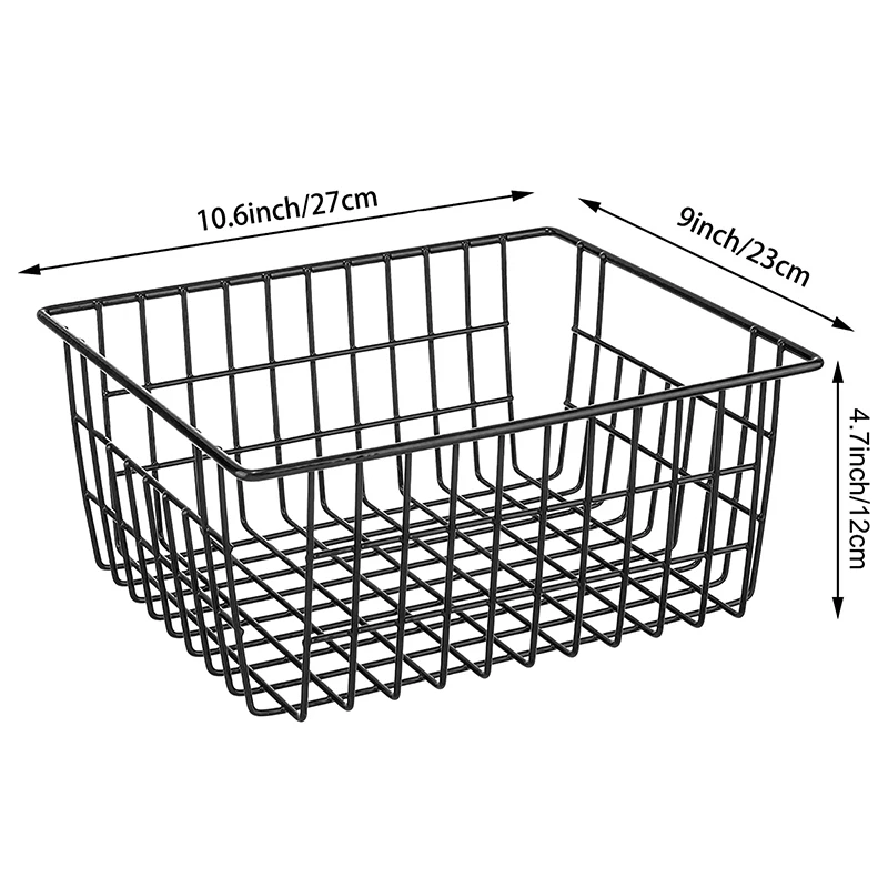 Paniers de rangement en fil métallique pour congélateur et réfrigérateur, lot de 4 paniers en métal pour le stockage des aliments avec Foy intégré, nouveau