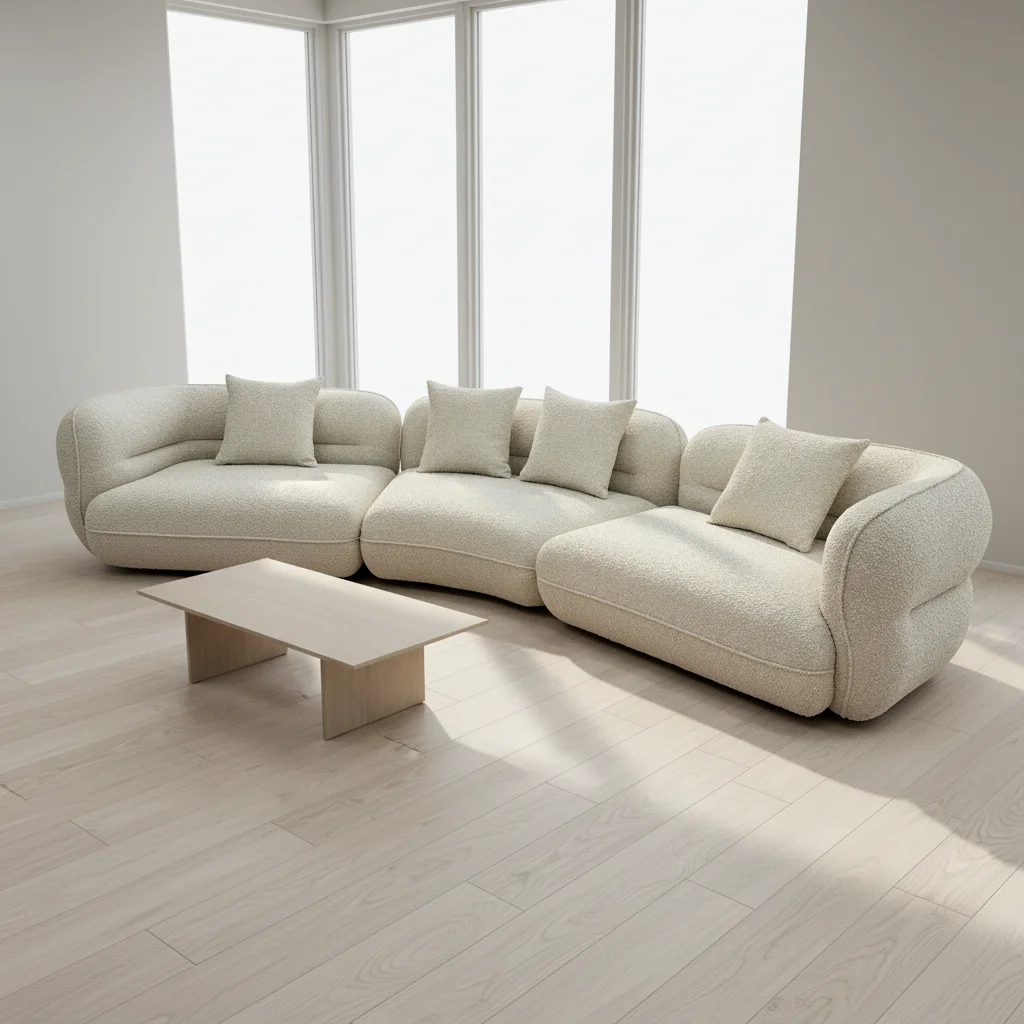 Atunus Light Luxury Modern White Modular Apartment Living Room Couch Living Room Large Contemporary Curved Sofa Set