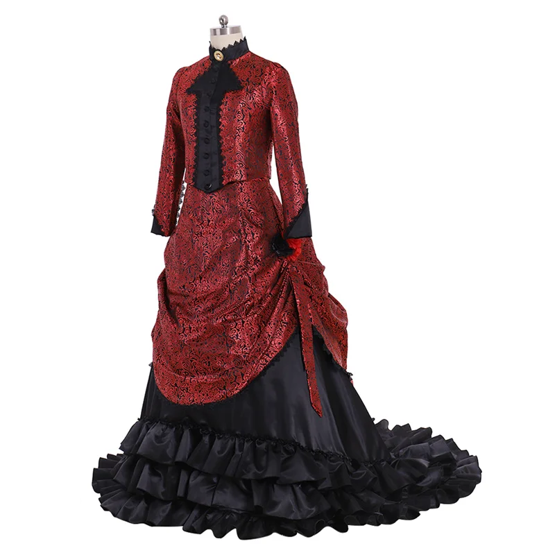 Medieval  Vintage Red Dress Victorian Prom Dress Adult Medieval Fancy Party Dress Suit Noble Duchess Dress Suit