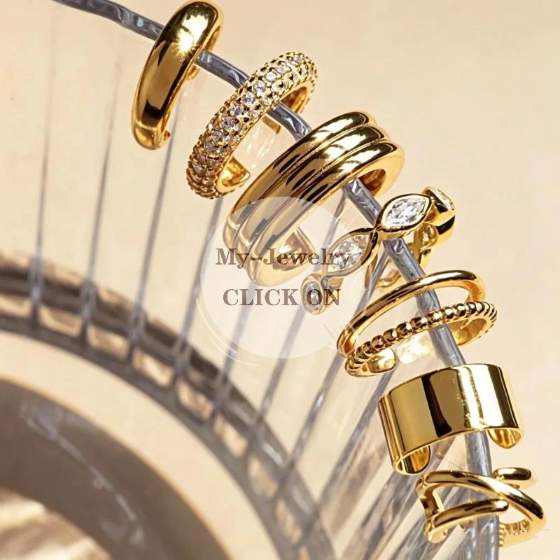 Stackable Ear Cuff Set 3/4/5/7/12Pcs Gold No Piercing CZ Zircon Clip Earrings for Mix Match Wear