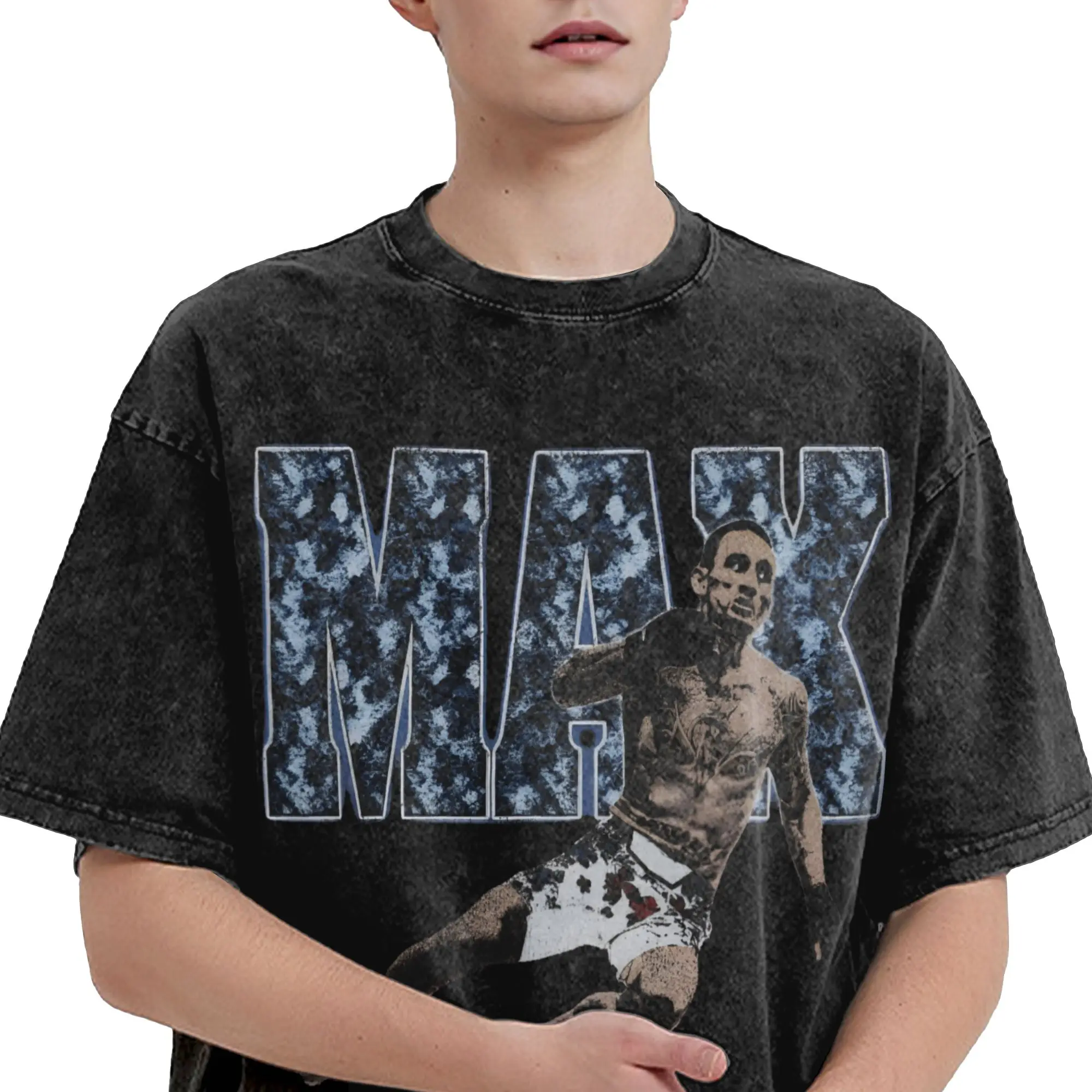 Maxs Blesseds Holloways T Shirts Hip Hop Washed Short Sleeve Harajuku T-Shirts  Vintage Men Women Streetwear Graphic Tee Shirt