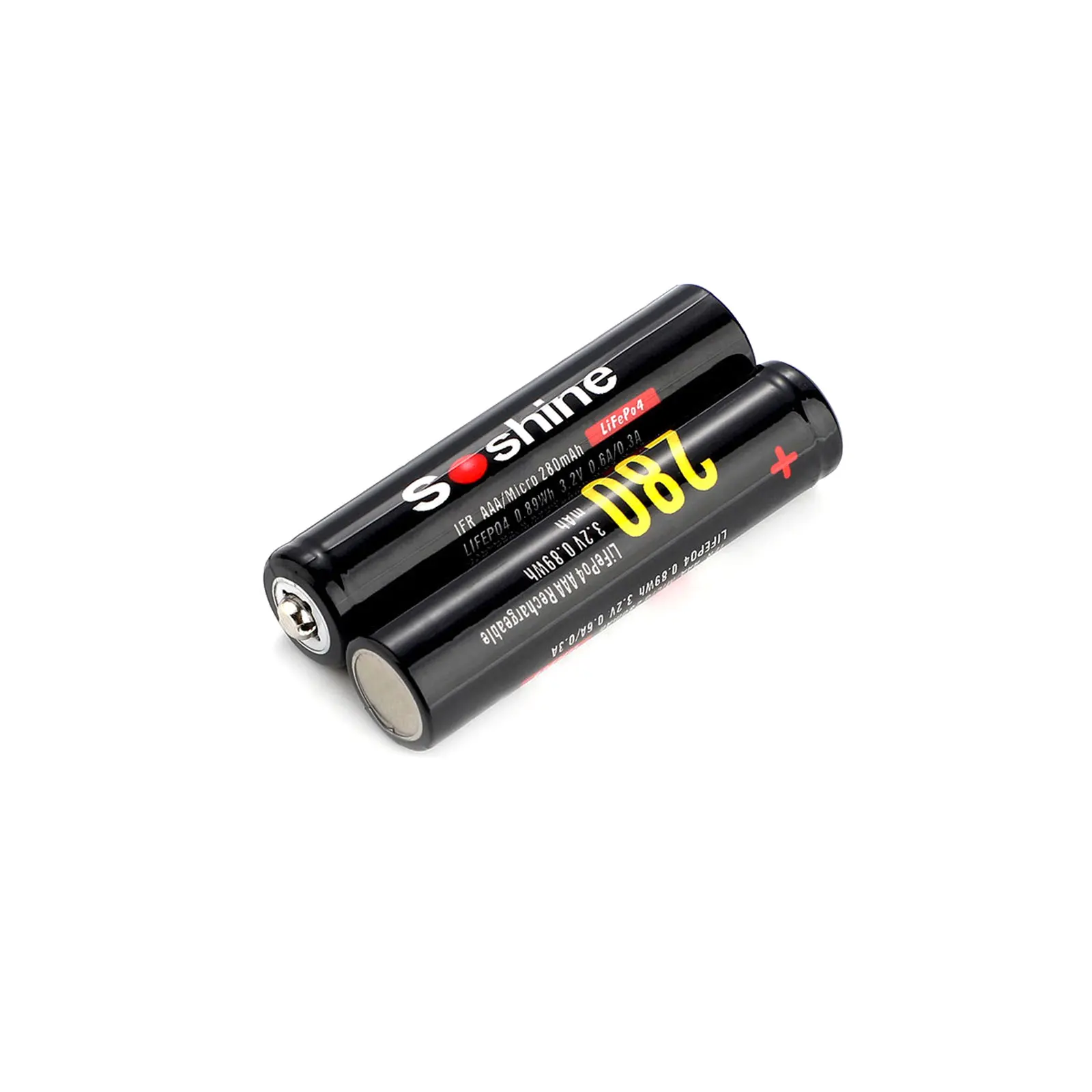 Soshine 4PCS AAA 10440 3.2V 280mAh LiFePO4 Rechargeable Battery with 2PCS Battery Connector