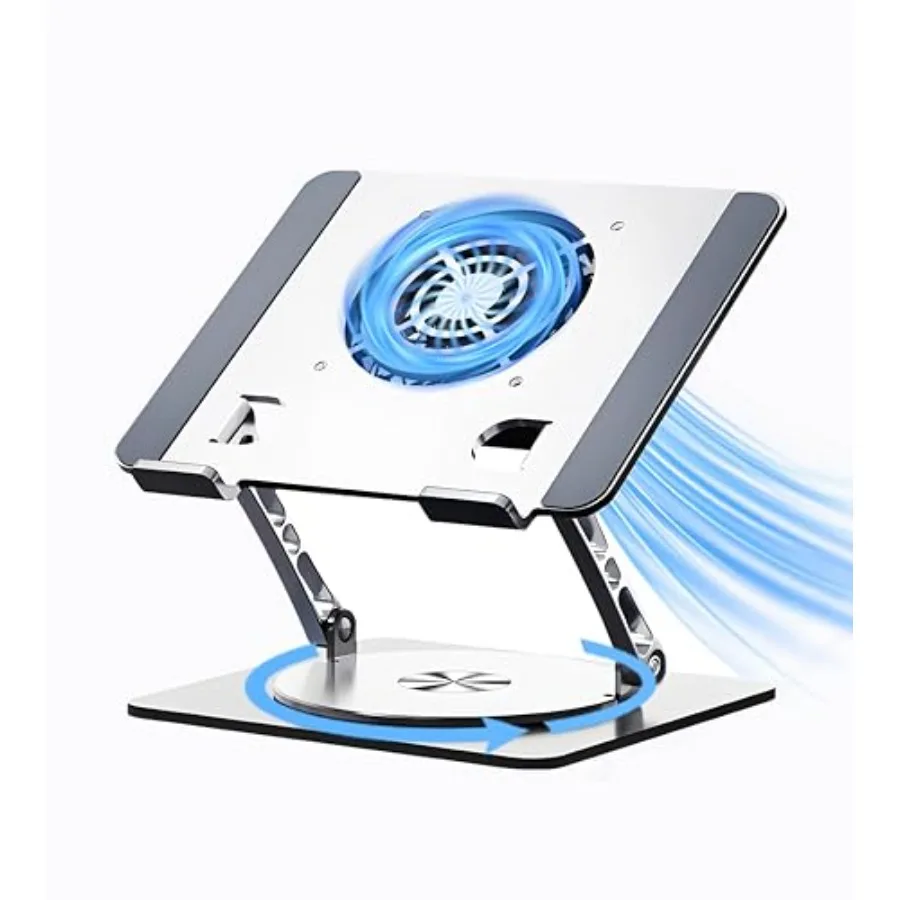 

Подставка для ноутбука с охлаждающим вентилятором, вращающаяся на 360°, эргономичная регулируемая подставка для ноутбуков 10-17 дюймов, для игр, просмотра видео и офисной работы