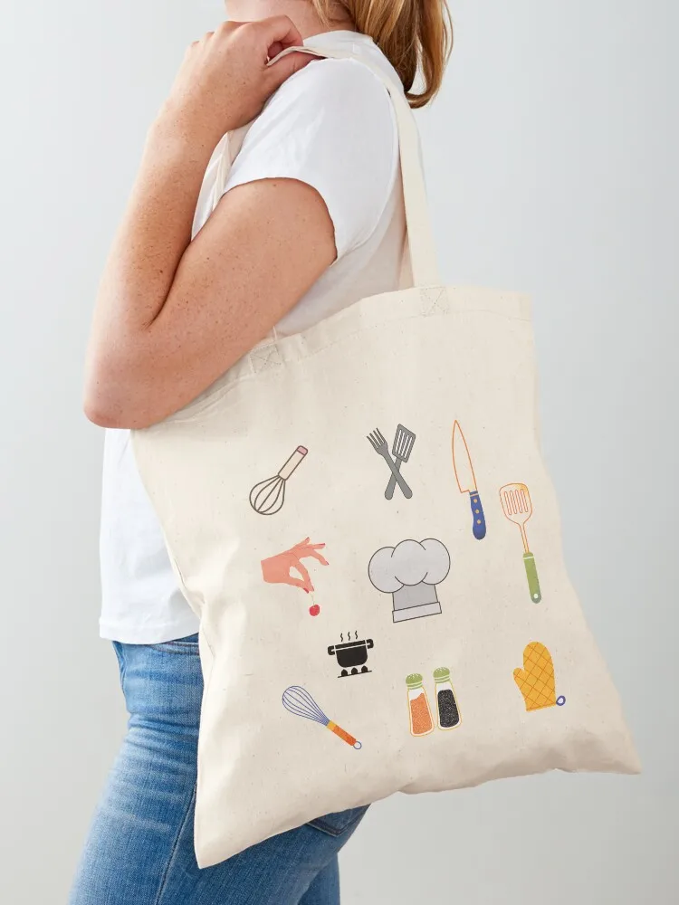 

Chef sticker pack kitchen Tote Bag university shopper bag bag for beach tote university cute pouch