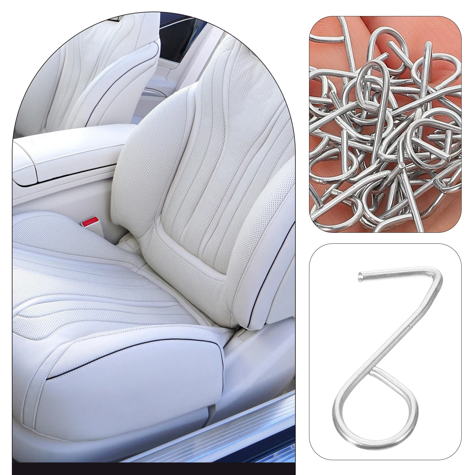 

100Pcs Car Seat Cover Hooks S Hangers Zinc Metal Fixing Clips for Headrest Cover Seat Cushion Pad Mat Auto Interior Installation