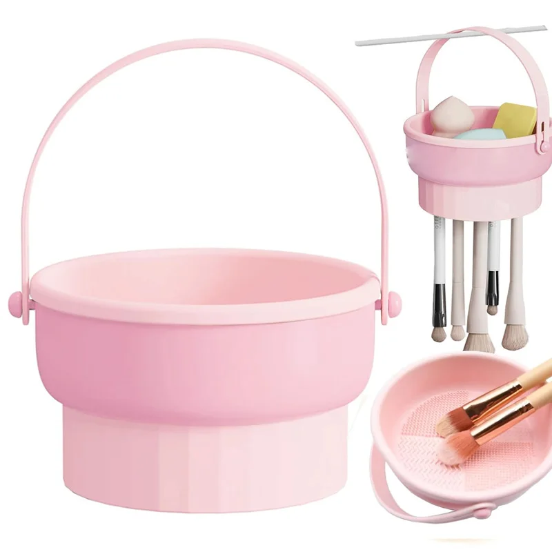 

3 in 1 Brush Cleaning Mat, Makeup Brush Cleaner Silicone Brush Holder Silicone Brush Cleaning Box for Cleaning, Storing and Dr