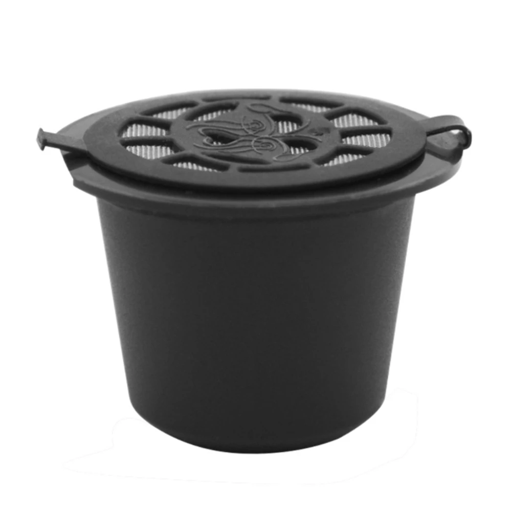 ネスプレッソ用の再利用可能な詰め替え可能なコーヒーカプセルフィルター,スプーンブラシ,黒いキッチンアクセサリー,10個