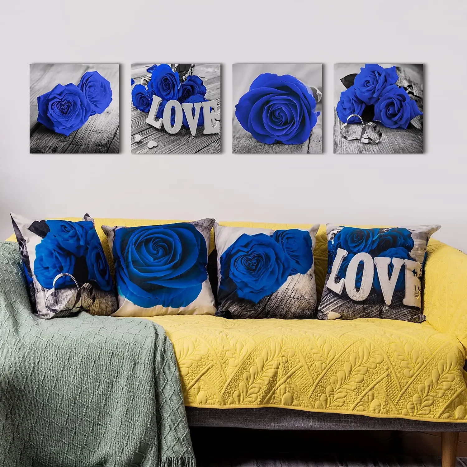 Valentine's day blue rose flower pillowcase sofa cushion cover home improvement can be customized for you 40x40 50x50 60x60